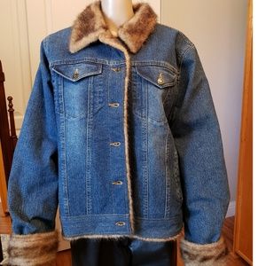 Denim Jacket with Faux Fur